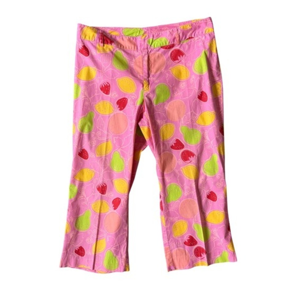 Vintage Lilly Pulitzer Rachael Capri Pants Pink Fruit Print Y2K Preppy Sz 8